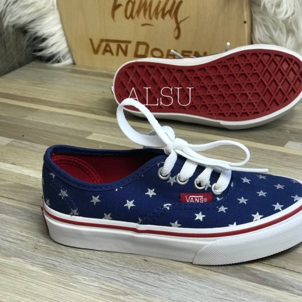 NWT VANS Authentic Foil Stars Red Blue Kid’s - Picture 2 of 6